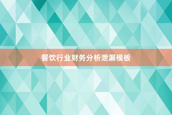 餐饮行业财务分析泄漏模板