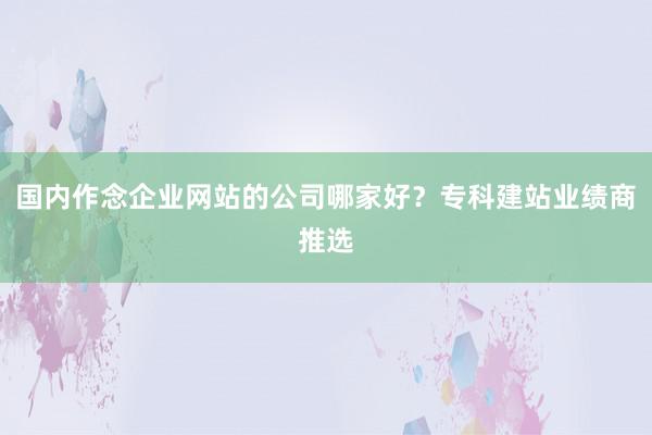 国内作念企业网站的公司哪家好？专科建站业绩商推选